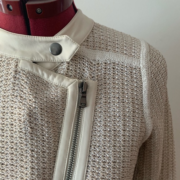 CREAM MOTO SWEATER JACKET BY CLUB MONACO - Picture 2 of 7